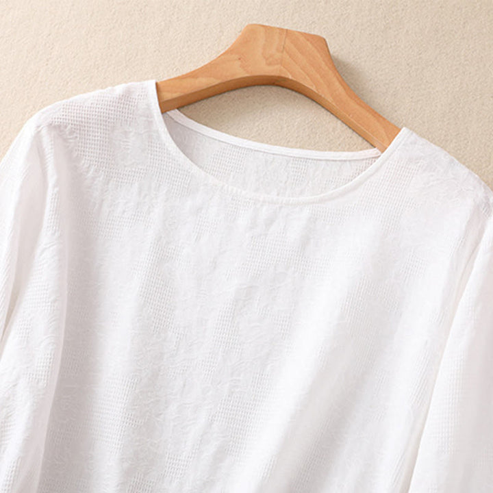 Buddha Stonesジャカード 不規則な裾 プリーツデザイン レディース コットン 長袖シャツ - image 10