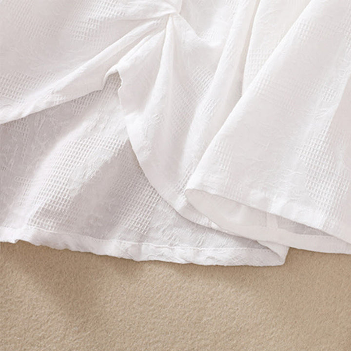 Buddha Stonesジャカード 不規則な裾 プリーツデザイン レディース コットン 長袖シャツ - image 14