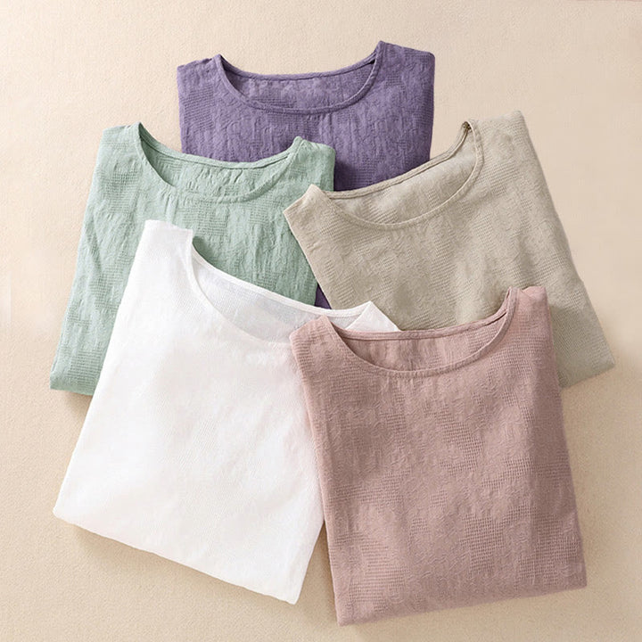 Buddha Stonesジャカード 不規則な裾 プリーツデザイン レディース コットン 長袖シャツ - image 41