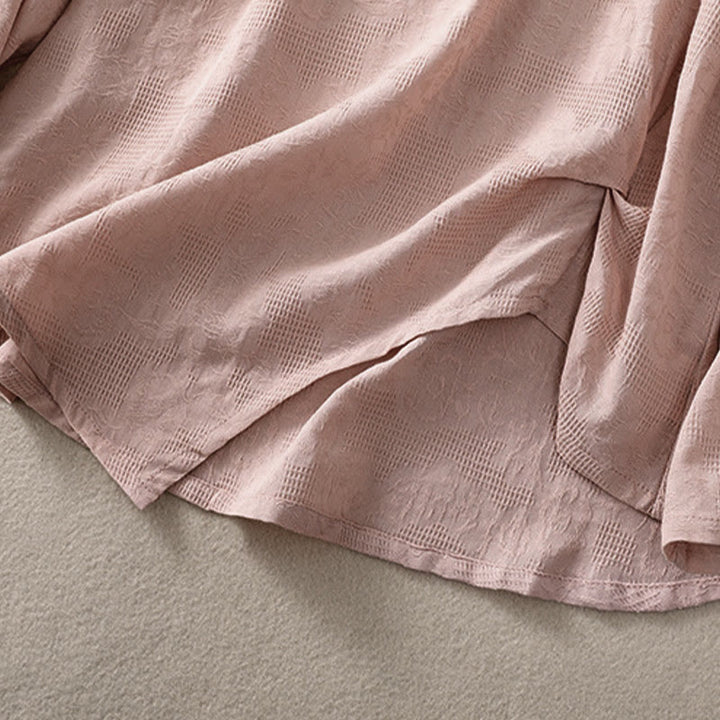 Buddha Stonesジャカード 不規則な裾 プリーツデザイン レディース コットン 長袖シャツ - image 21