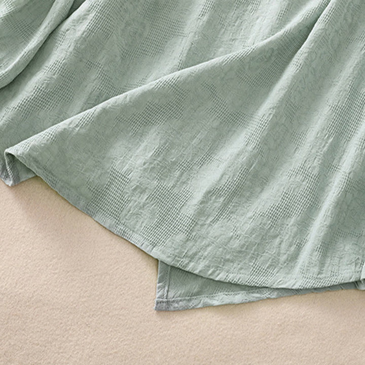 Buddha Stonesジャカード 不規則な裾 プリーツデザイン レディース コットン 長袖シャツ - image 39