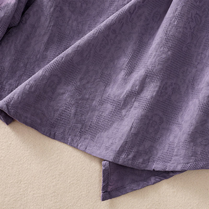 Buddha Stonesジャカード 不規則な裾 プリーツデザイン レディース コットン 長袖シャツ - image 7