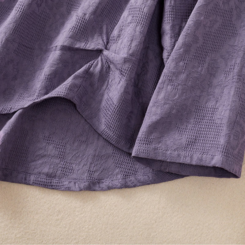 Buddha Stonesジャカード 不規則な裾 プリーツデザイン レディース コットン 長袖シャツ - image 6