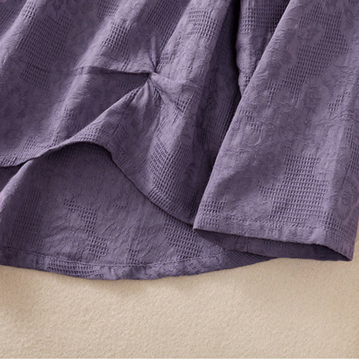 Buddha Stonesジャカード 不規則な裾 プリーツデザイン レディース コットン 長袖シャツ - image 6