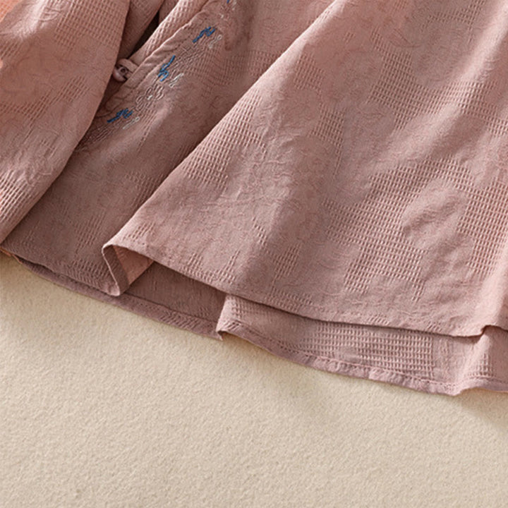 Buddha Stones秋 刺繍 アシンメトリーデザイン カエルボタン レディース コットン 長袖シャツ - image 21