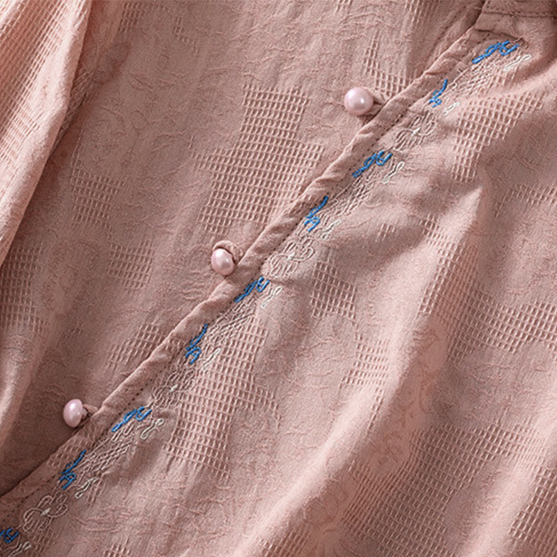 Buddha Stones秋 刺繍 アシンメトリーデザイン カエルボタン レディース コットン 長袖シャツ - image 18