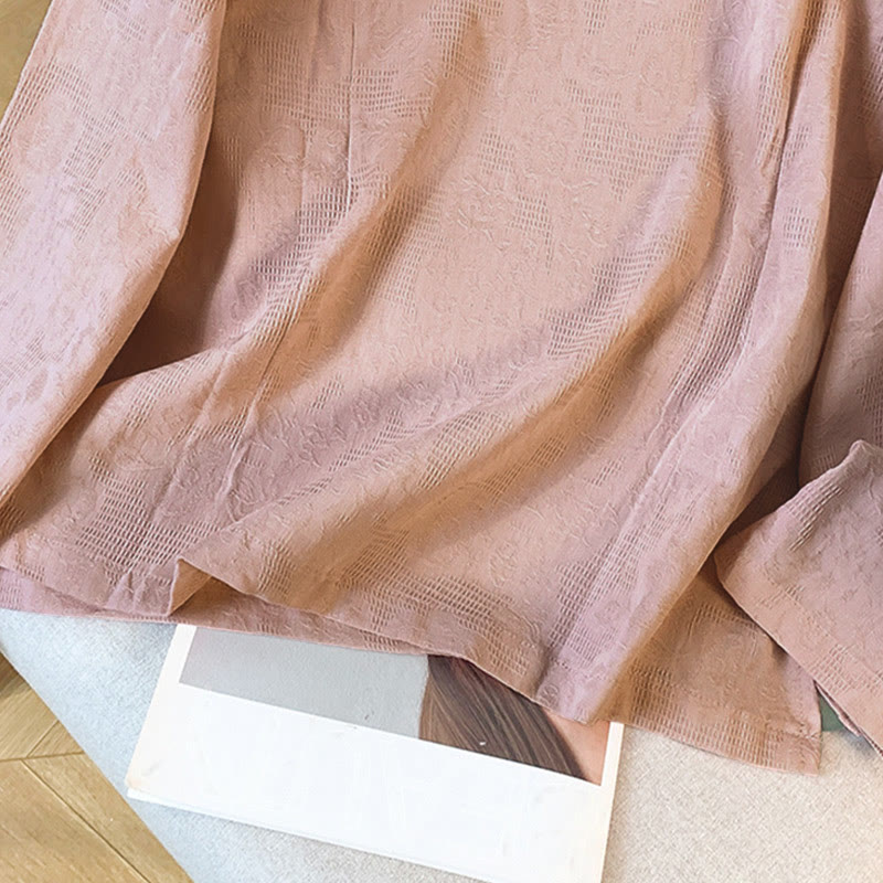 Buddha Stones通勤用ジャカード チャイニーズフロッグボタン マンダリンカラー 長袖 レディース コットンシャツ - image 27