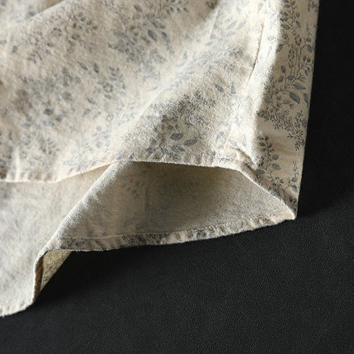 Buddha Stones秋の花柄プリントデザイン ボタン レディース コットン 長袖シャツ - image 8