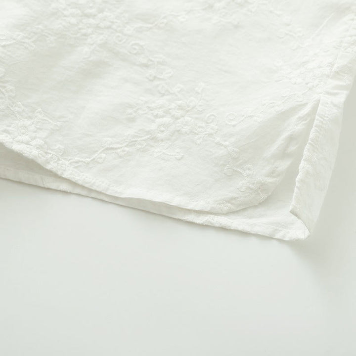 Buddha Stonesの秋のフリル襟刺繍レリーフフラワーボタンレディースコットン長袖シャツ - image 11