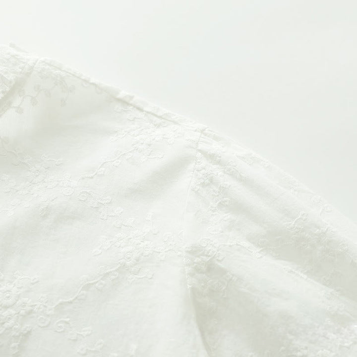 Buddha Stonesの秋のフリル襟刺繍レリーフフラワーボタンレディースコットン長袖シャツ - image 7