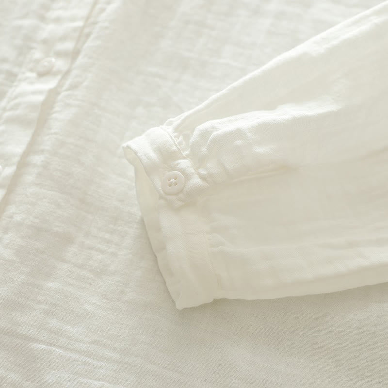 Buddha Stones秋 ホワイト カラフル 花柄 刺繍 ボタン レディース コットン 長袖シャツ - image 10