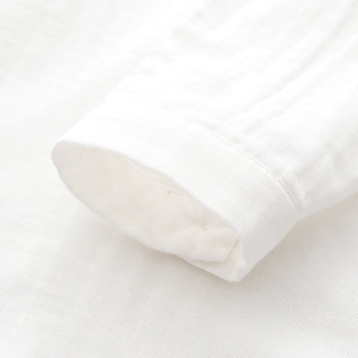 Buddha Stonesと秋の白緑の草ボタンレディースコットン長袖シャツ - image 11