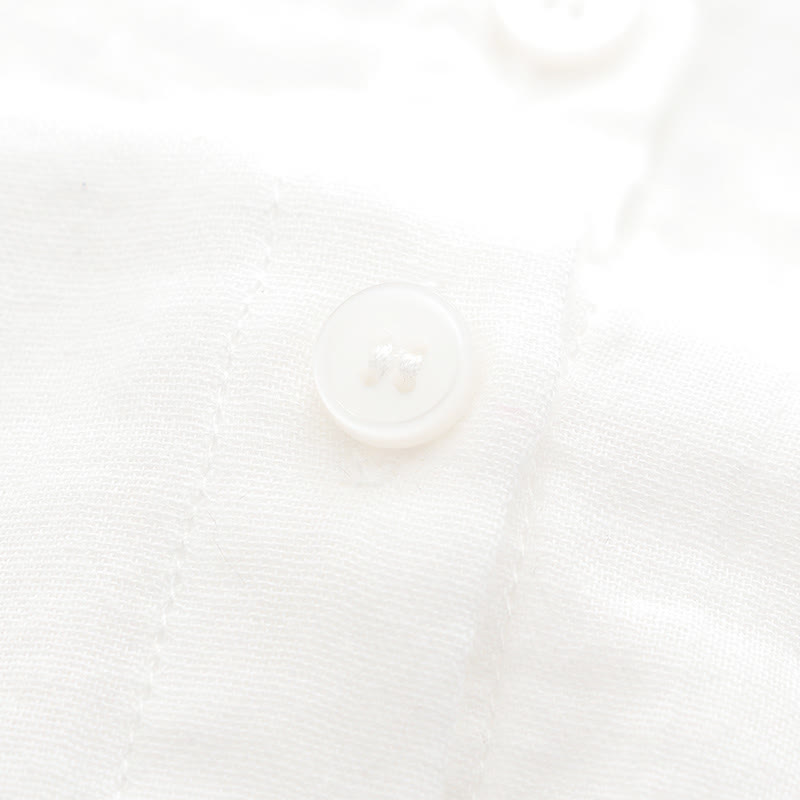 Buddha Stonesと秋の白緑の草ボタンレディースコットン長袖シャツ - image 10