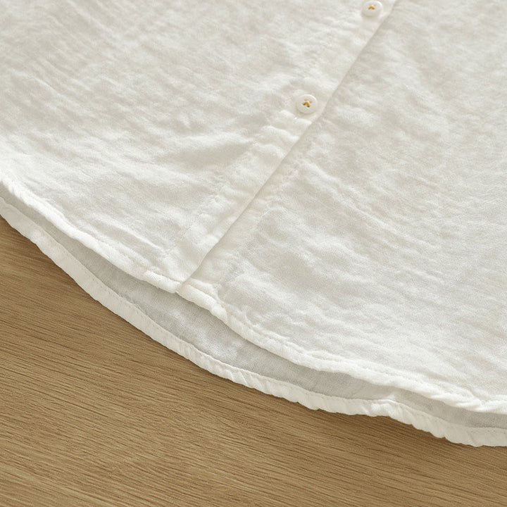 Buddha Stones秋 ホワイト 幾何学模様 刺繍 ボタン レディース コットン 長袖シャツ - image 11