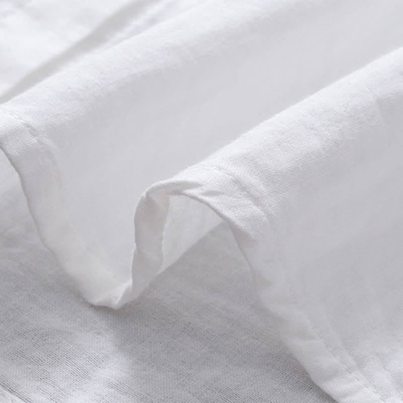 Buddha Stones秋 ホワイト 幾何学模様 ストライプ 花 刺繍 ボタン レディース コットン 長袖シャツ - image 8