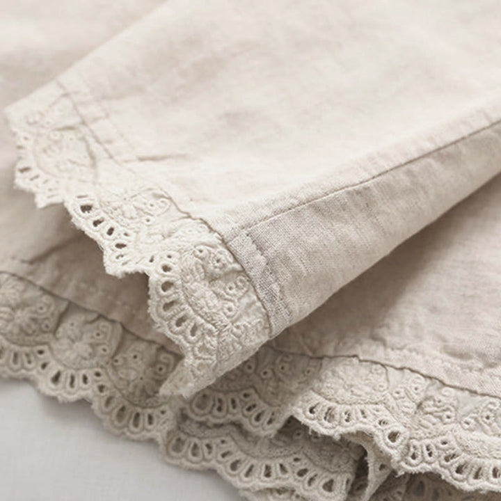 Buddha Stones秋 ベージュ 花柄 草 刺繍 ボタン レディース コットン 長袖シャツ - image 8