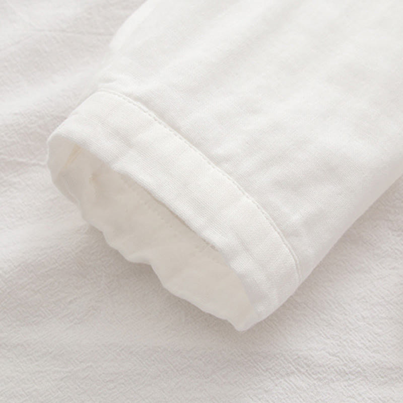 Buddha Stonesと秋のピンクの梅の花の刺繍ボタンレディースコットン長袖シャツ - image 11