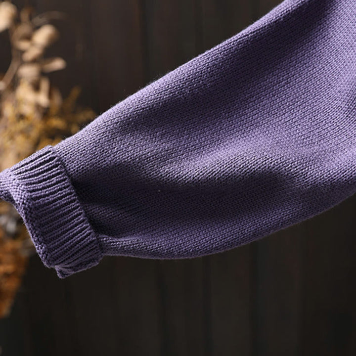 Buddha Stones柄刺繍ボタン コットン レディース 長袖 ニットカーディガン セーター - image 12