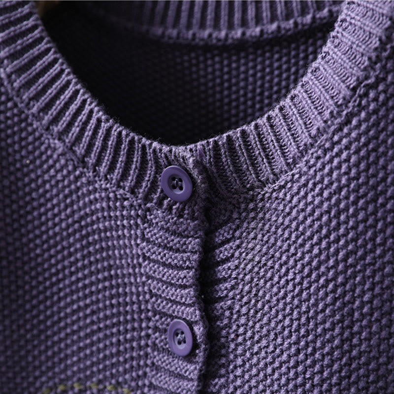 Buddha Stones柄刺繍ボタン コットン レディース 長袖 ニットカーディガン セーター - image 11