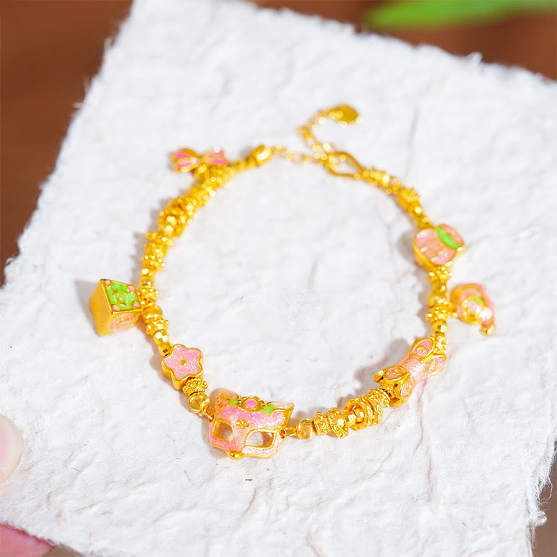 Buddha Stones24K 金メッキ 真鍮 狐 福 キャラクター 如意 チャーム幸運ブレスレット - image 3