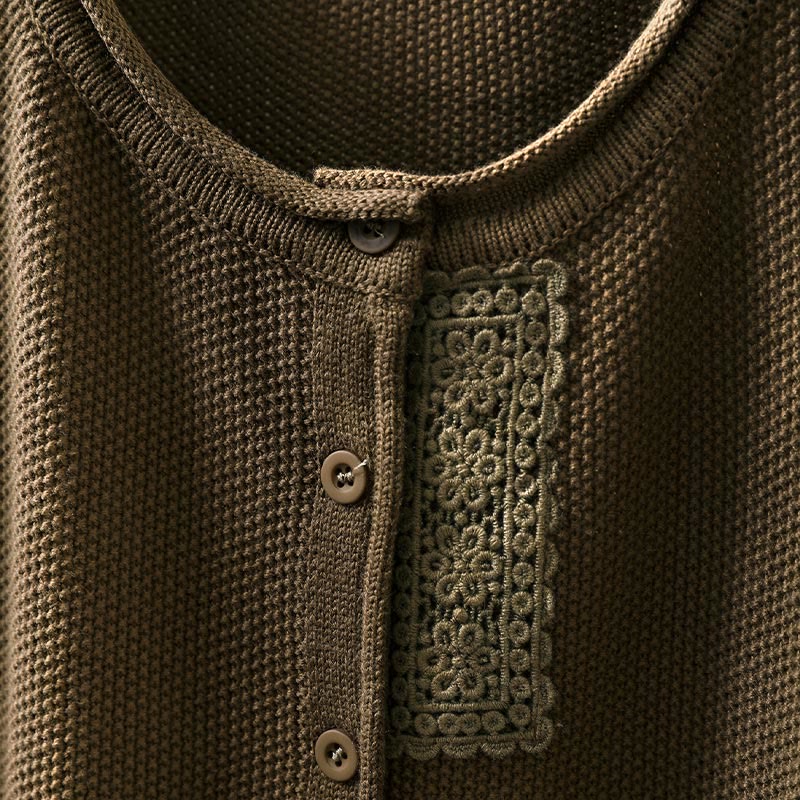 Buddha Stones秋 フローラルボタン コットン レディース 長袖 ニットカーディガン セーター - image 8