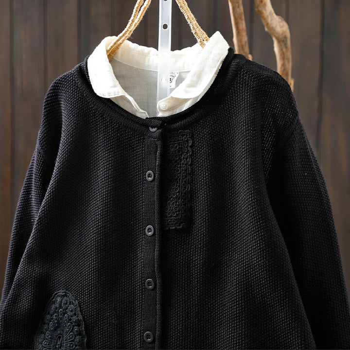 Buddha Stones秋 フローラルボタン コットン レディース 長袖 ニットカーディガン セーター - image 29