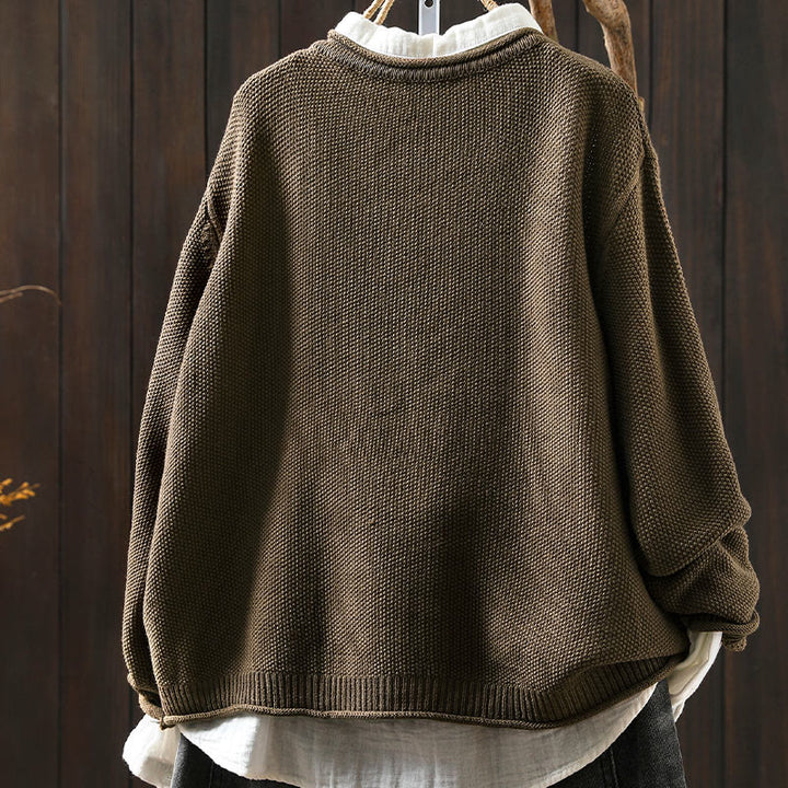 Buddha Stones秋 フローラルボタン コットン レディース 長袖 ニットカーディガン セーター - image 4