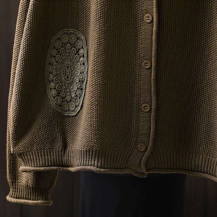 Buddha Stones秋 フローラルボタン コットン レディース 長袖 ニットカーディガン セーター - image 10