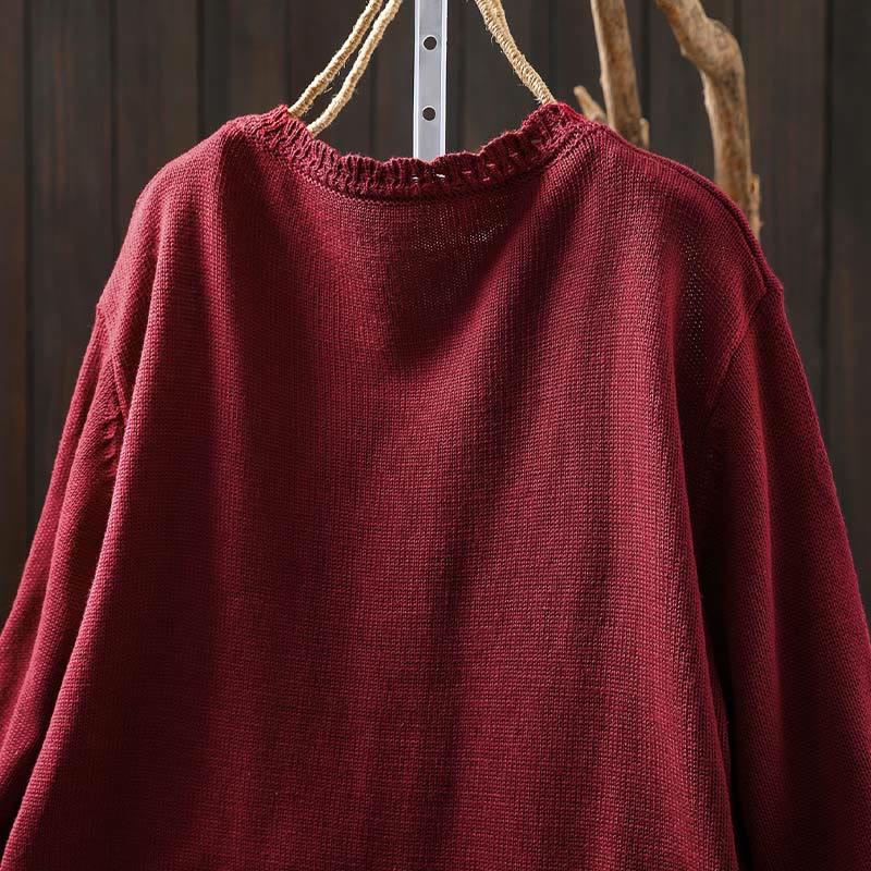 Buddha Stones秋 レースボタン ​​コットン レディース 長袖 ニットカーディガン セーター ポケット付き - image 4