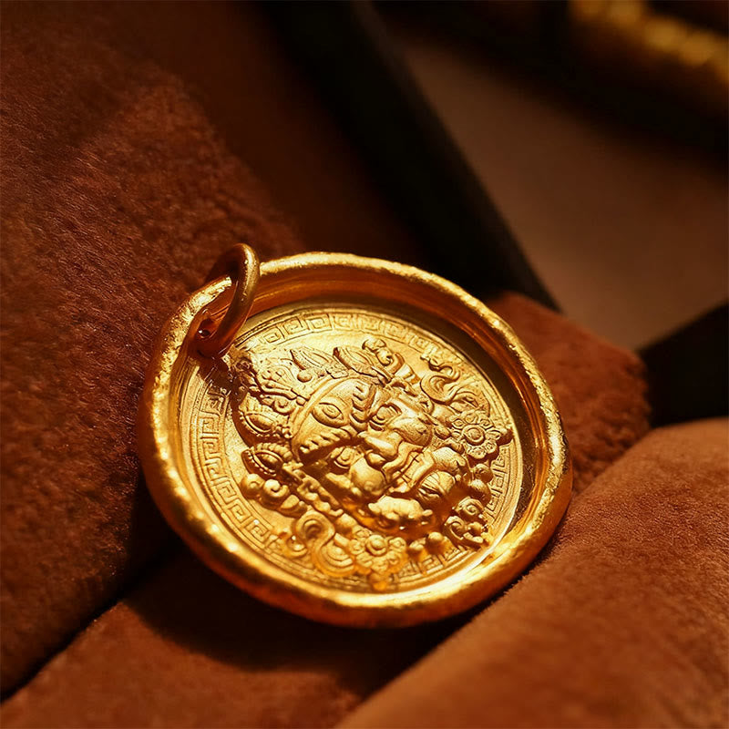 Buddha Stones24Kゴールドメッキ 真鍮 イエロー ジャンバラ豊かさの守護チェーンペンダントネックレス - image 4