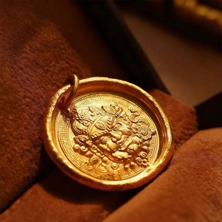 Buddha Stones24Kゴールドメッキ 真鍮 イエロー ジャンバラ豊かさの守護チェーンペンダントネックレス - image 4