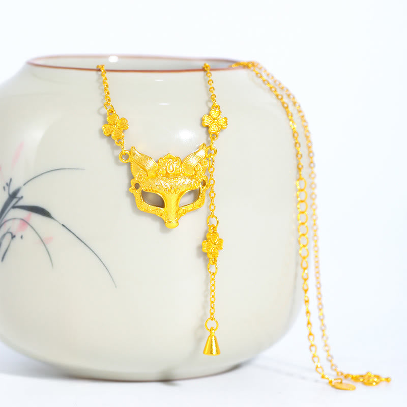 仏石 ゴールデンフォックスフラワーデザイン タッセル 銅製 バランスペンダントネックレス - image 0