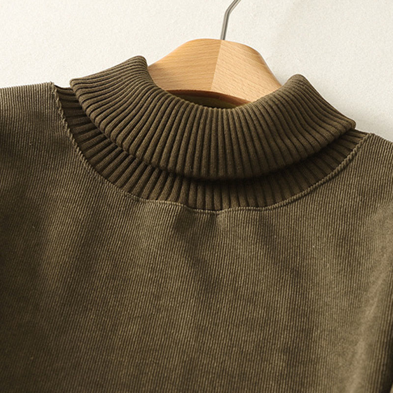 Buddha Stones冬用ハイネック 暖かいコットン レディース 長袖 ミディ丈 ワンピース ポケット付き - image 17