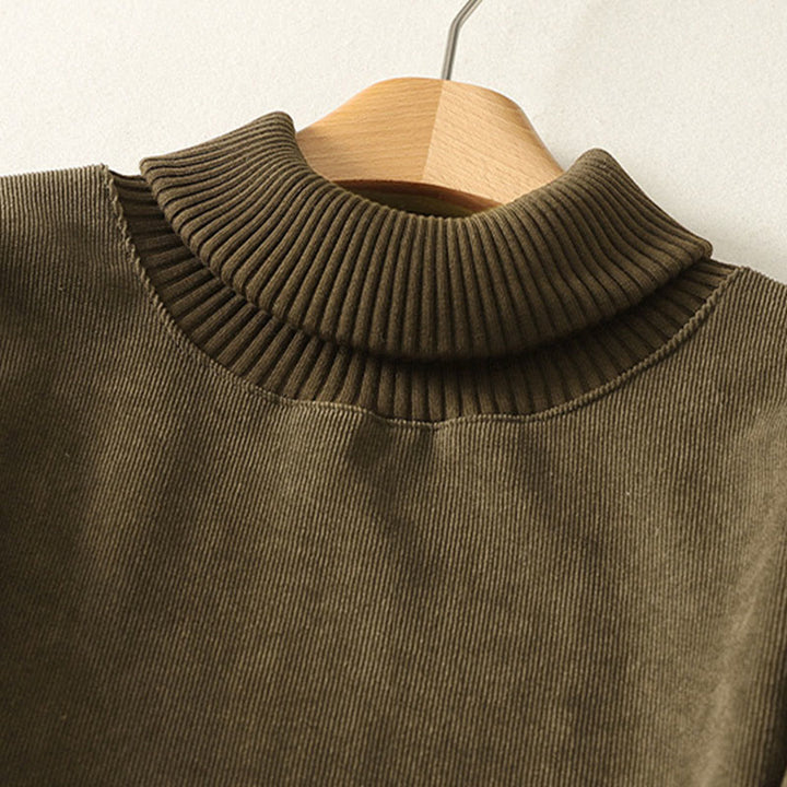 Buddha Stones冬用ハイネック 暖かいコットン レディース 長袖 ミディ丈 ワンピース ポケット付き - image 17