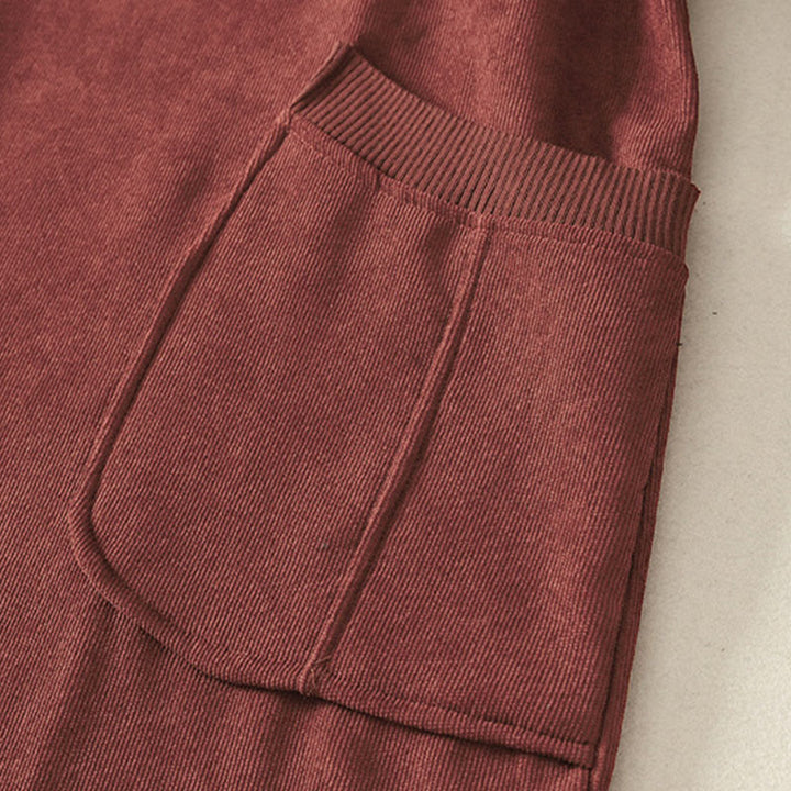 Buddha Stones冬用ハイネック 暖かいコットン レディース 長袖 ミディ丈 ワンピース ポケット付き - image 10