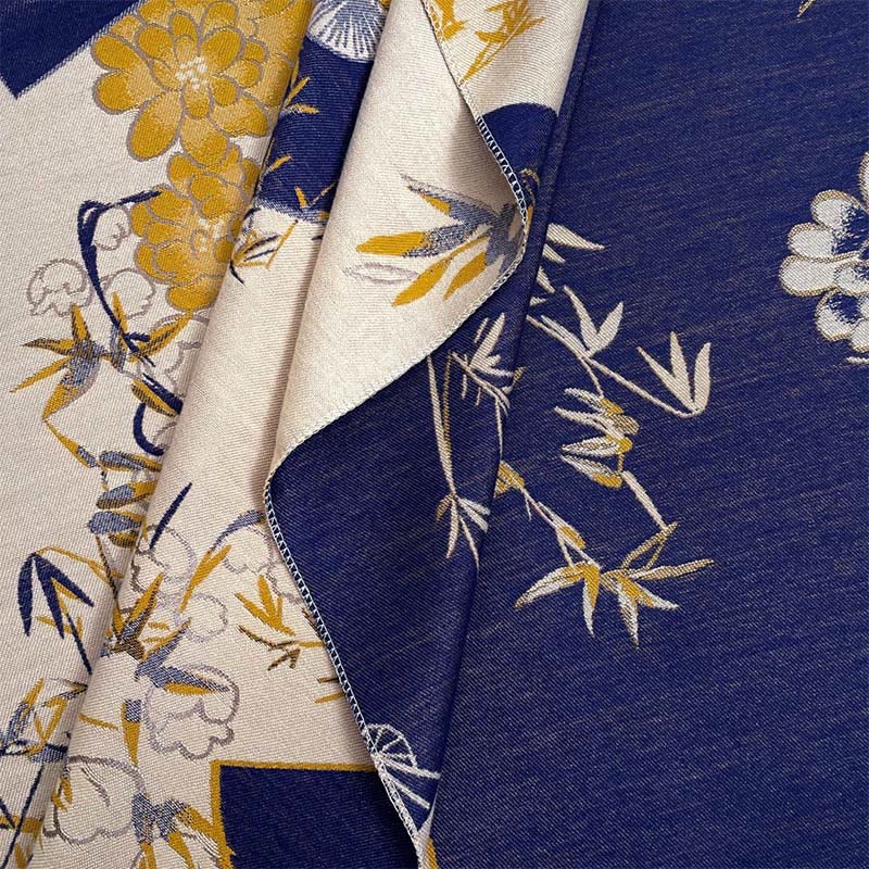 Buddha Stonesと冬扇子、竹と牡丹の花柄の心地よいスカーフショール - image 3