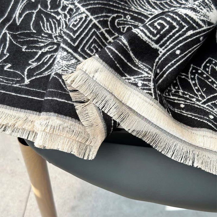 Buddha Stones、秋のパビリオン、鯉、花、波模様の心地よいスカーフショール - image 7