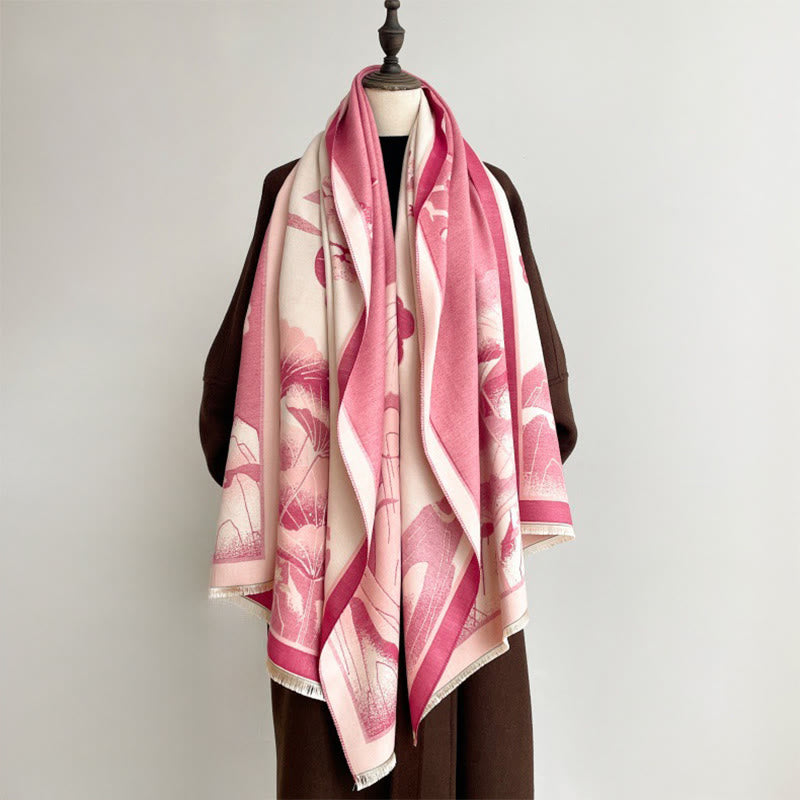 Buddha Stones、冬の山、蓮の花、葉の模様、ソフトスカーフショール - image 12