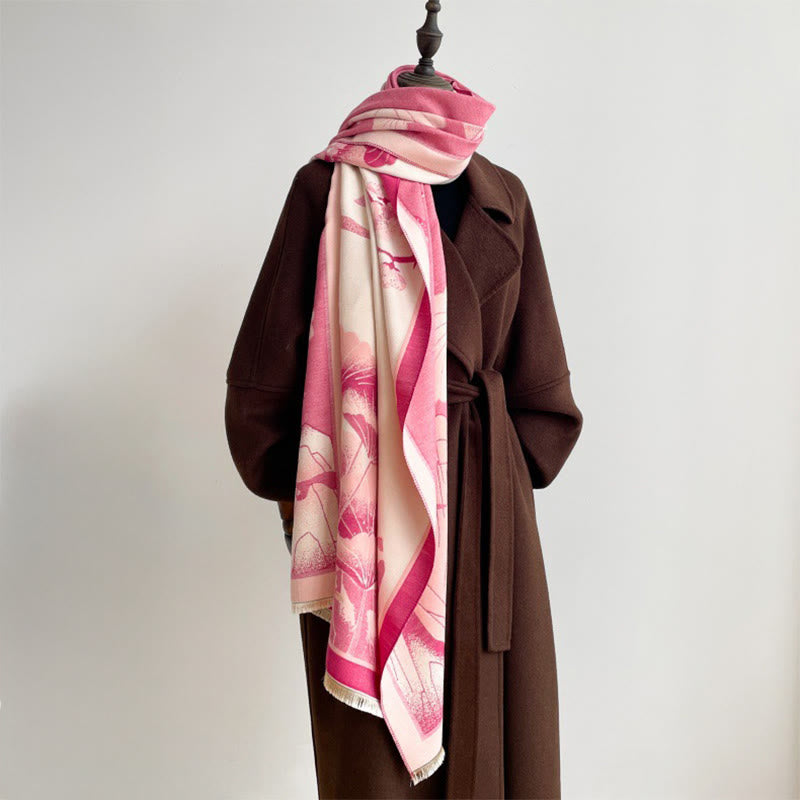 Buddha Stones、冬の山、蓮の花、葉の模様、ソフトスカーフショール - image 11