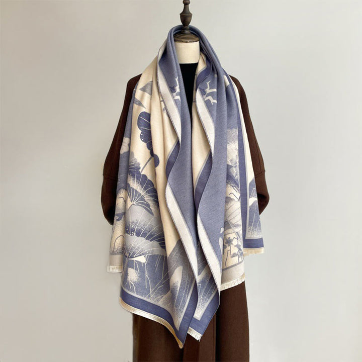 Buddha Stones、冬の山、蓮の花、葉の模様、ソフトスカーフショール - image 7