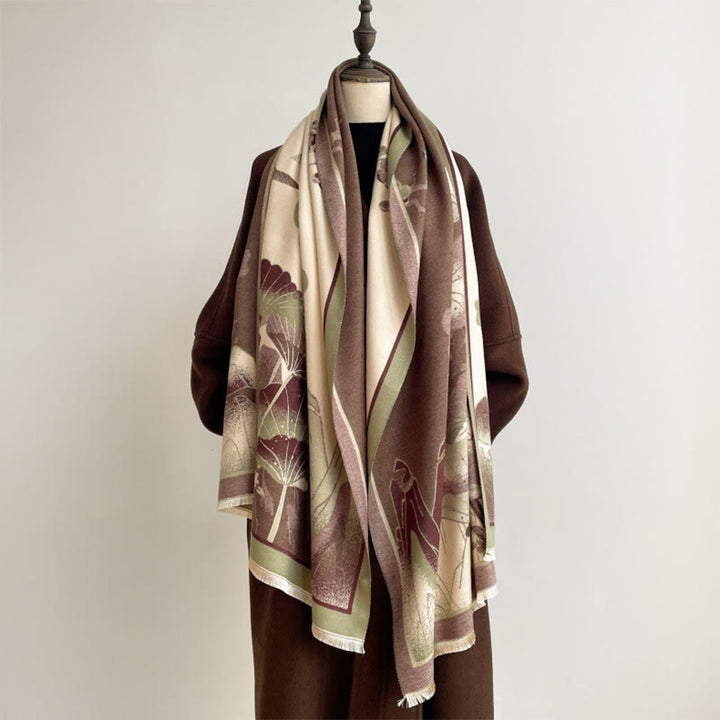 Buddha Stones、冬の山、蓮の花、葉の模様、ソフトスカーフショール - image 5