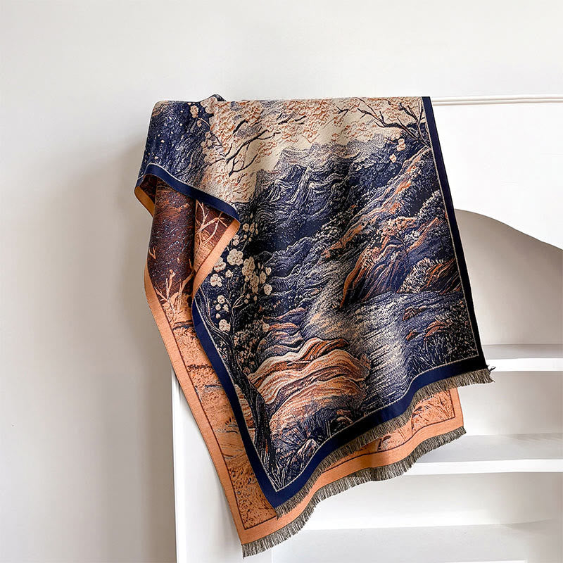 Buddha Stonesの冬のグラデーションカラー、暖かい丘の木のパターン、心地よいスカーフショール - image 1