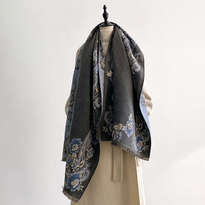 Buddha Stonesと秋のカシューナッツの花のつる模様の暖かくて心地よいスカーフショール - image 10