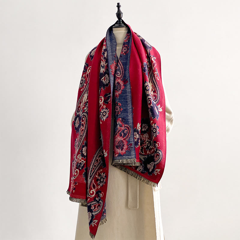 Buddha Stonesと秋のカシューナッツの花のつる模様の暖かくて心地よいスカーフショール - image 6