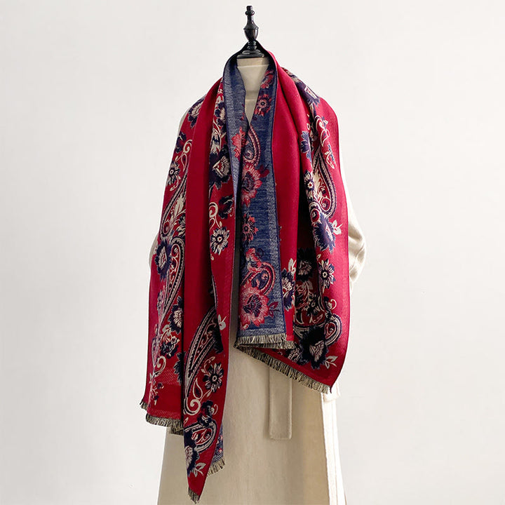 Buddha Stonesと秋のカシューナッツの花のつる模様の暖かくて心地よいスカーフショール - image 6