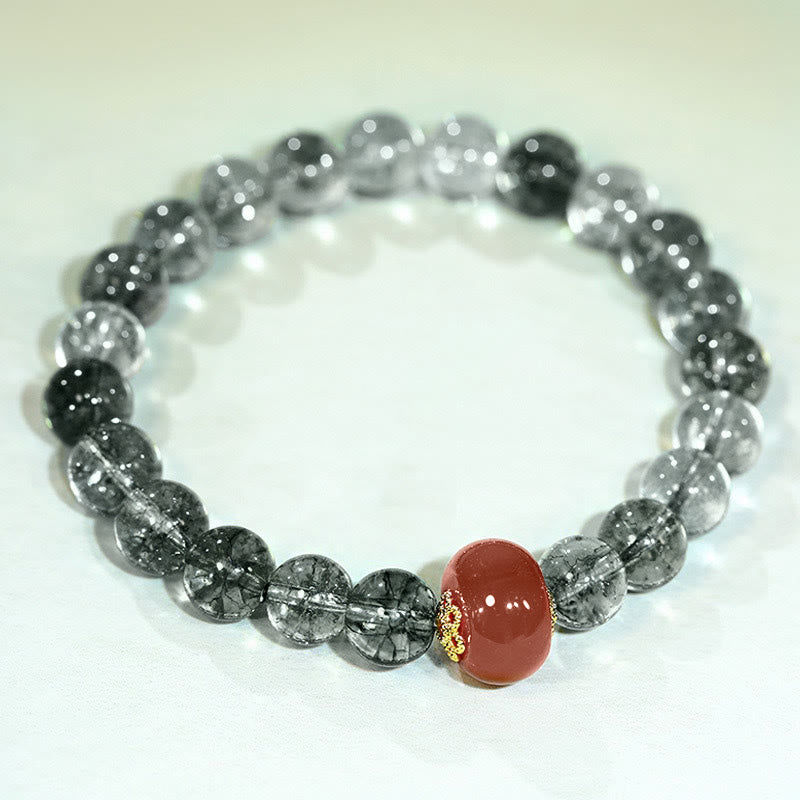 Buddha Stonesグリーンファントムレッドアゲート幸運を呼ぶブレスレット - image 1