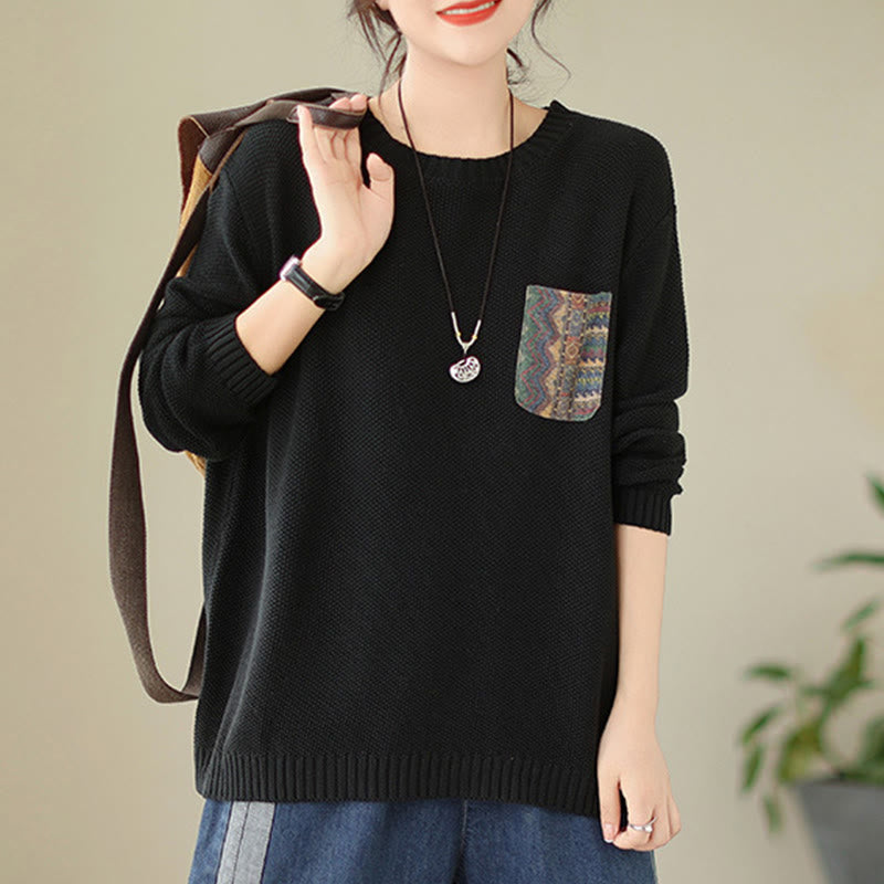 Buddha Stones秋 花柄 装飾ポケット柄 ニットコットン レディース 長袖セーター - image 20