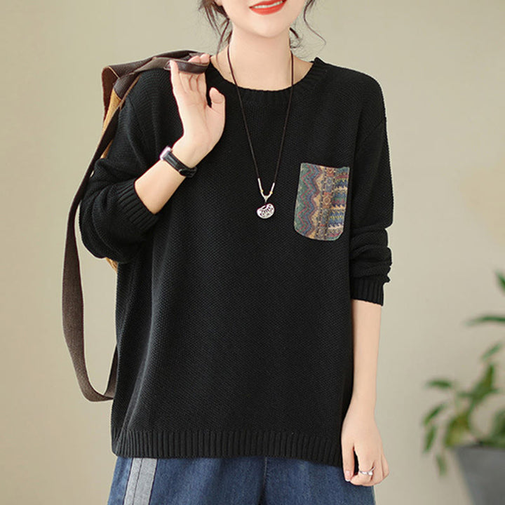 Buddha Stones秋 花柄 装飾ポケット柄 ニットコットン レディース 長袖セーター - image 20