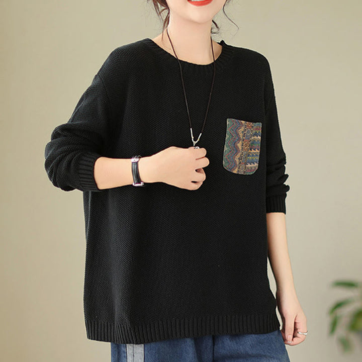 Buddha Stones秋 花柄 装飾ポケット柄 ニットコットン レディース 長袖セーター - image 18