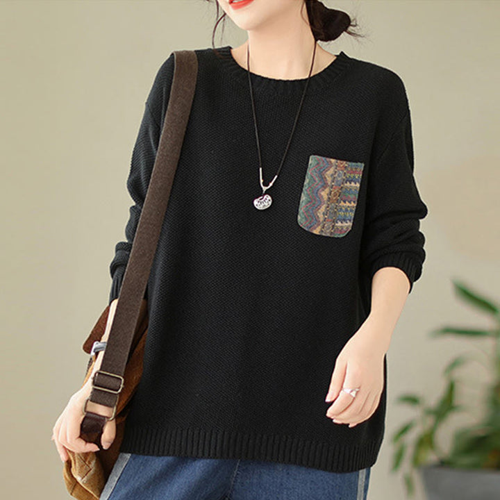 Buddha Stones秋 花柄 装飾ポケット柄 ニットコットン レディース 長袖セーター - image 19